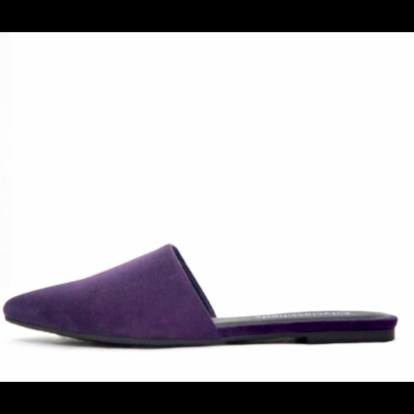 LAST PAIR Purple Mule Pointed Toe Slip Ons - Picture 3 of 7